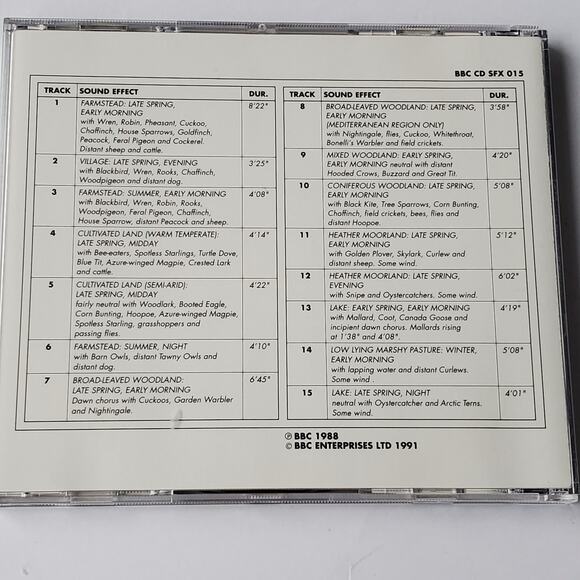 BBC Sound Effects Library International Disc 15 Rural Atmospheres CD 1991 - Picture 2 of 3